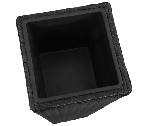 Sodo Vazonai, 3Vnt., Juodi, Poliratanas, Aukšti