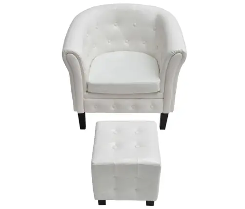 Klubkrēsls Ar Kāju Soliņu, Balta Mākslīgā Āda Vidaxl Klubkrēsls Ar Kāju Soliņu, Balta Mākslīgā Āda Vidaxl