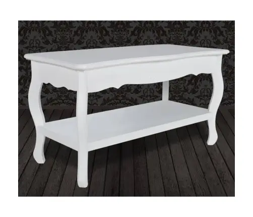 Kafijas Galdiņš Ar Plauktu, Balts Mdf  Vidaxl