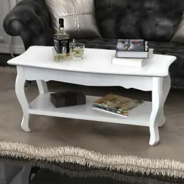 Kafijas Galdiņš Ar Plauktu, Balts Mdf  Vidaxl