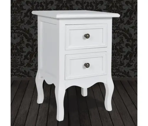 Naktsskapītis Ar 2 Atvilktnēm, Balts Mdf  Vidaxl
