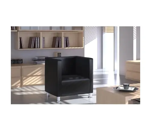 Atpūtas Krēsls, Kuba Forma, Melna Mākslīgā Āda Vidaxl