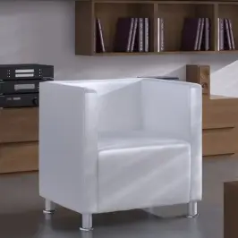 Krėslas, Baltas, Dirbtinė Oda, Kubo Formos