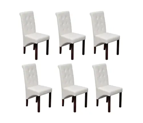 Valgomojo Kėdės, 6Vnt., Baltos, Dirbtinė Oda