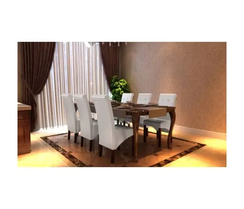 Valgomojo Kėdės, 6Vnt., Baltos, Dirbtinė Oda