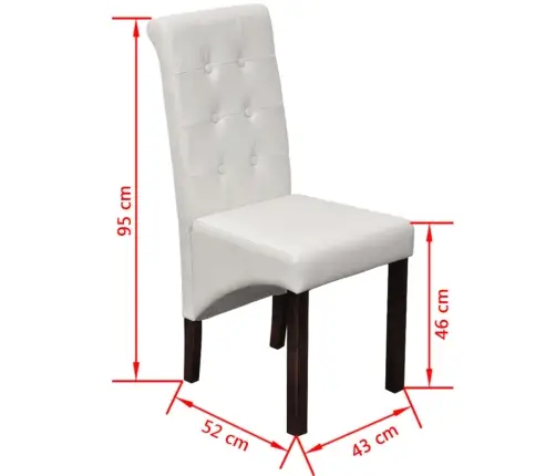 Valgomojo Kėdės, 6Vnt., Baltos, Dirbtinė Oda