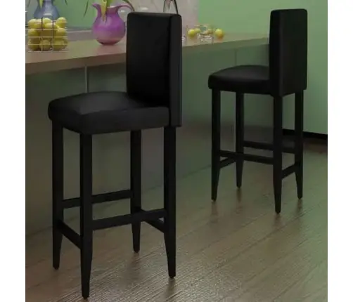 Baro Taburetės, 2Vnt., Juodos, Dirbtinė Oda