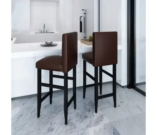 Bāra Krēsli, 2 Gab., Tumši Brūna Mākslīgā Āda Vidaxl