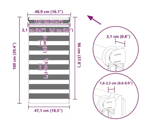 Zebra Žaliuzė, Roletas 40 X 100 cm Kavos Spalvos