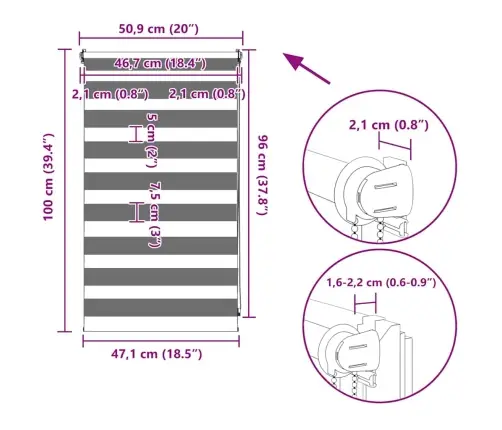 Svītrainas Žalūzijas 50 X 100 Cm Pelēkas