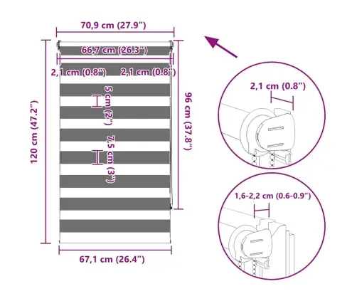 Svītrainas Žalūzijas 70 X 120 Cm Balta
