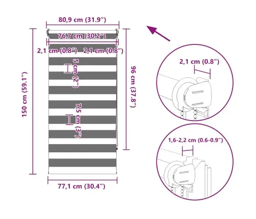 Svītrainas Žalūzijas 80 X 150 Cm Baltas