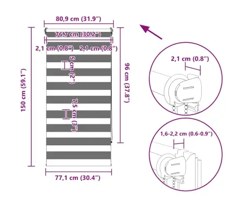 Svītrainas Žalūzijas 80 X 150 Cm Melnas