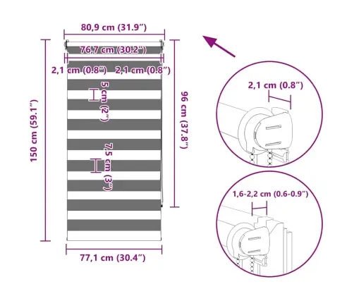 Svītrainas Žalūzijas 80 X 150 Cm Brūnas