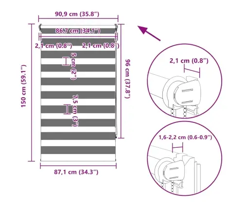 Svītrainas Žalūzijas 90 X 150 Cm Melnas