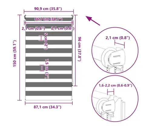 Svītrainas Žalūzijas 90 X 150 Cm Brūnas