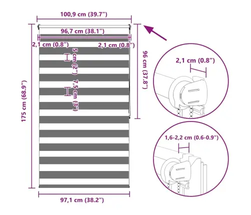 Svītrainas Žalūzijas 100 X 175 Cm Melnas