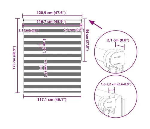 Svītrainas Žalūzijas 120 X 175 Cm Baltas