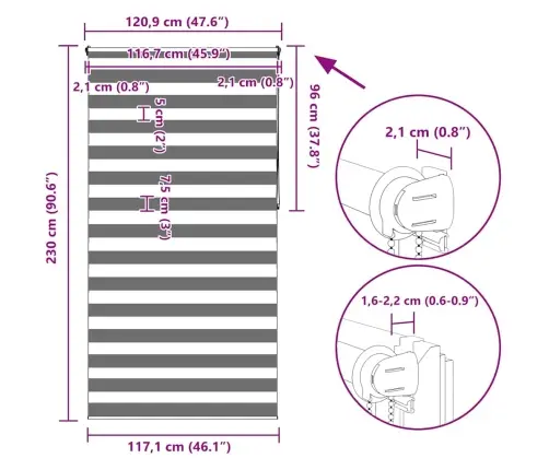 Sebraruloo 120,9 X 230 Cm Kangast, Laius 116,7 cm Must