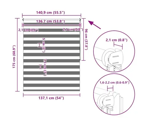 Triibuline Ruloo 140 X 175 Cm Must Triibuline Ruloo 140 X 175 Cm Must