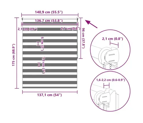 Svītrainas Žalūzijas 140 X 175 Cm Brūnas