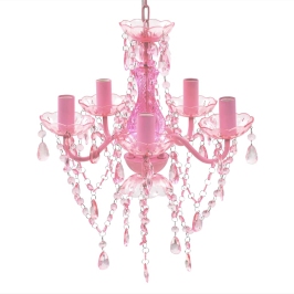 Rozā Kristālu Lampa Ar 5 Spuldžu Vietām