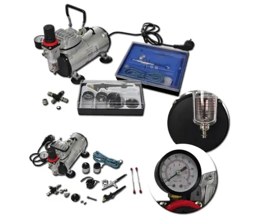 Pulverizatora Kompresora Komplekts Ar 2 Pistolēm