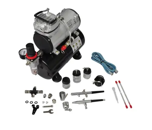 Pulverizatora Kompresora Komplekts Ar 2 Pistolēm