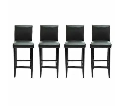 Baro Kėdės, 4 Vnt., Juodos, Dirbtinė Oda