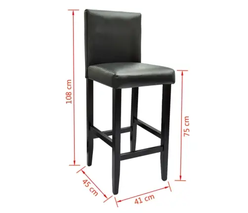 Baro Kėdės, 4 Vnt., Juodos, Dirbtinė Oda