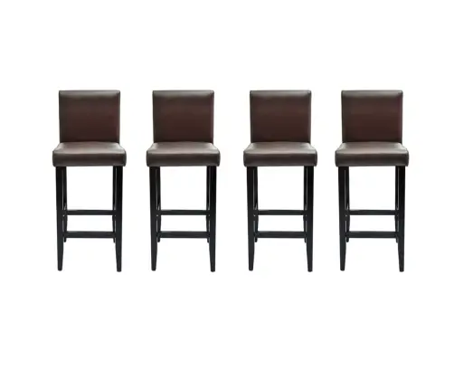 Baro Taburetės, 4 Vnt., Rudos, Dirbtinė Oda