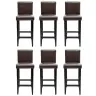 Baro Taburetės, 6 Vnt., Tamsiai Rudos, Dirbtinė Oda