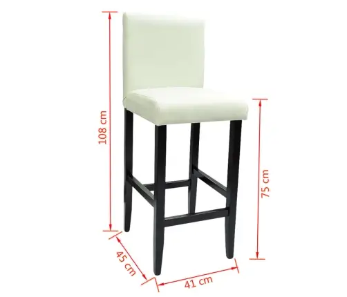 Baro Taburetės, 4 Vnt., Baltos, Dirbtinė Oda