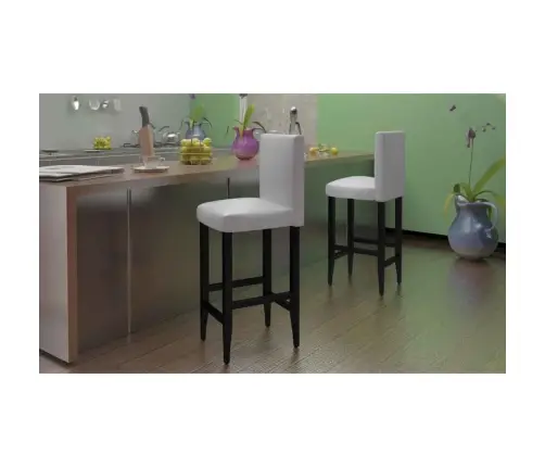 Baro Taburetės, 4 Vnt., Baltos, Dirbtinė Oda