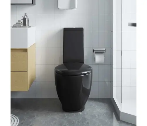 Keramikas Tualetes Pods, Melns, Aizmugurējā Ūdens Plūsma Vidaxl