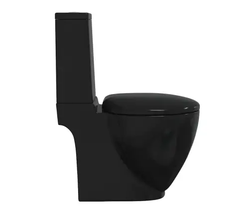 Keramikas Tualetes Pods, Melns, Aizmugurējā Ūdens Plūsma Vidaxl