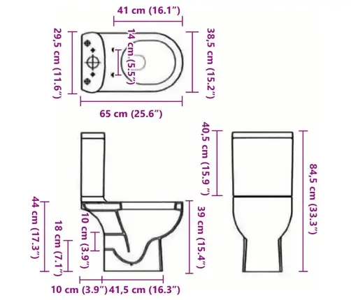 Keramikas Tualetes Pods, Melns, Aizmugurējā Ūdens Plūsma Vidaxl