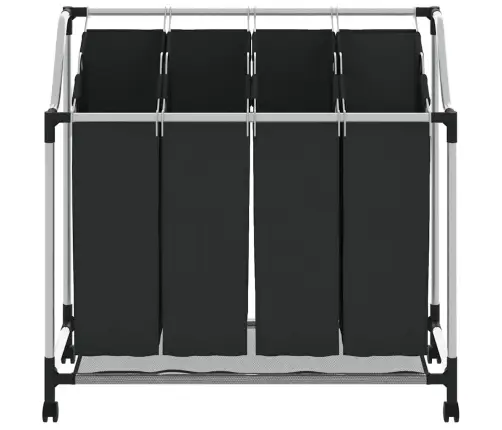 Veļas Grozs Ar 4 Nodalījumiem Melns Ar Pelēku