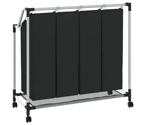 Veļas Grozs Ar 4 Nodalījumiem Melns Ar Pelēku