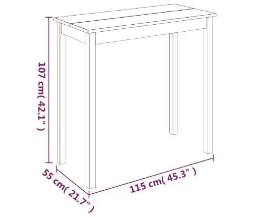 Baro Stalas, Mdf, Juodas, 115X55X107 Cm