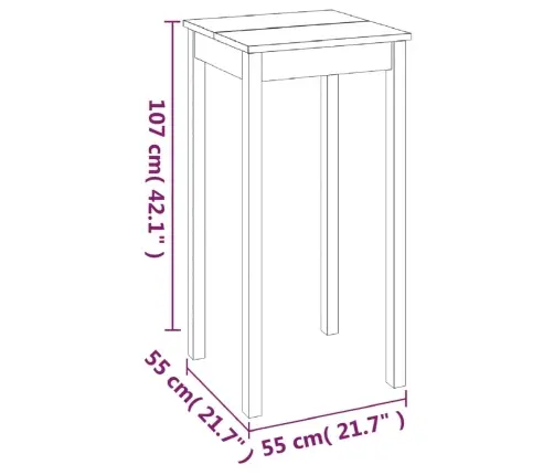 Bāra Galds, 55X55X107 Cm, Melns Mdf Vidaxl