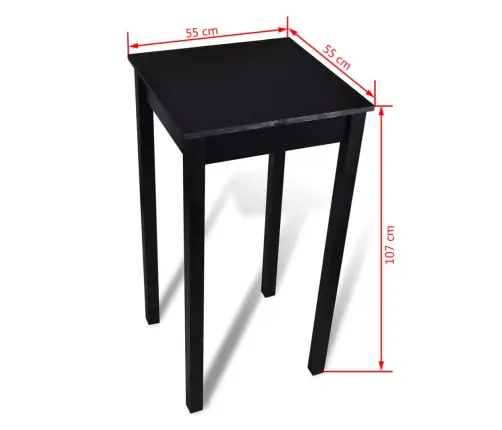 Bāra Galds 55 X 55 X 107 Cm Ar 2 Bāra Krēsliem Melns