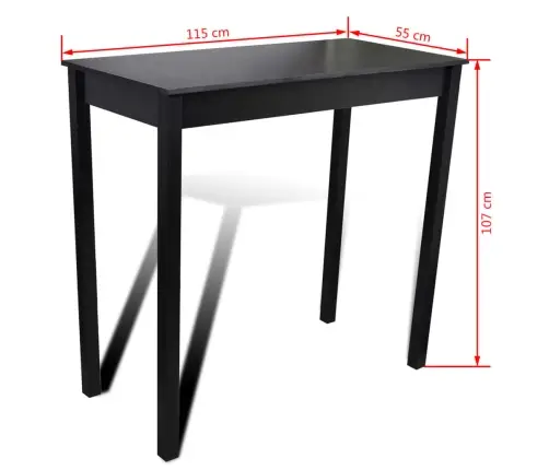 Bāra Galds Ar 2 Bāra Krēsliem Melns