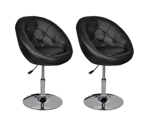 Baro Taburetės, 2 Vnt., Juodos Spalvos, Dirbtinė Oda