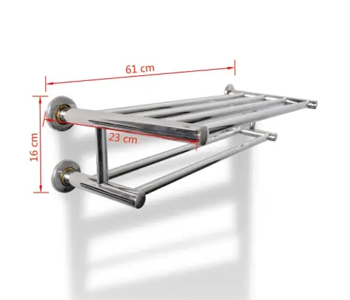 Dvieļu Plaukts/Pakaramais 6 Caurules Nerūsējošais Tērauds