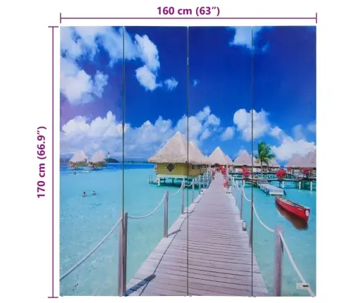 Istabas Aizslietnis, 160X170 Cm, Saliekams, Pludmales Ainava Vidaxl