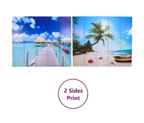 Istabas Aizslietnis, 200X170 Cm, Saliekams, Pludmales Ainava  Vidaxl