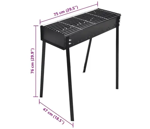 Grils 75 X 28 Cm Taisnstūra Forma Tērauds