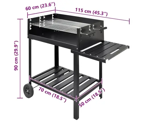 Kokogļu Grils Ar 2 Riteņiem