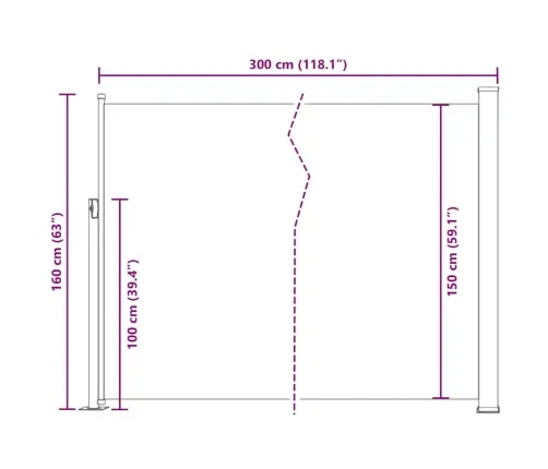 Terasos Pertvara, Kreminės Spalvos, 160 X 300 Cm Terasos Pertvara, Kreminės Spalvos, 160 X 300 Cm